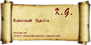 Kascsak Gyula névjegykártya